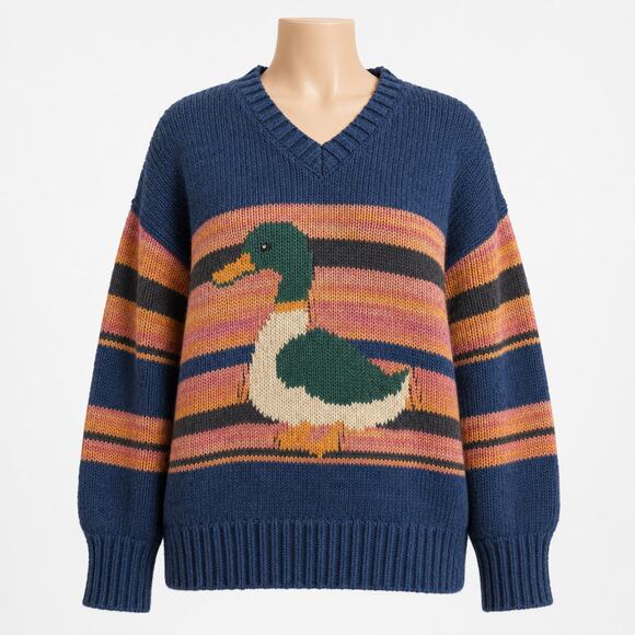 Urban Outfitters Sweaters - BDG Urban Outfitters Mallard Duck Sweater Women’s Medium Blue Striped Cotton